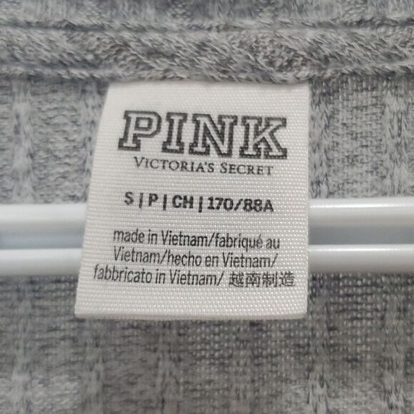 Grey/Silver VS Pink oversized lounge top long sleeve shirt ribbed knit S casual - Picture 2 of 5